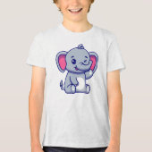 Baby Elephant Sitting Waving Hand-23800 トライブレンドTシャツ (正面)