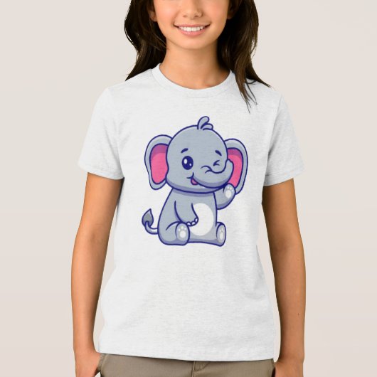 Baby Elephant Sitting Waving Hand-23800 トライブレンドTシャツ (正面)