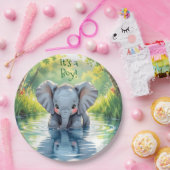 Baby Elephant Themed Baby Shower ペーパープレート (パーティー)