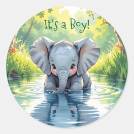Baby Elephant Themed Baby Shower ラウンドシール