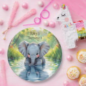 Baby Elephant Themed Birthday Party Personalized ペーパープレート (パーティー)