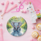 Baby Elephant Themed  Birthday Party Personalized ペーパープレート (パーティー)