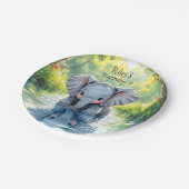 Baby Elephant Themed  Birthday Party Personalized ペーパープレート (アングル)