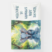 Baby Elephant Themed Personalized Birthday Party 横断幕 (縦)