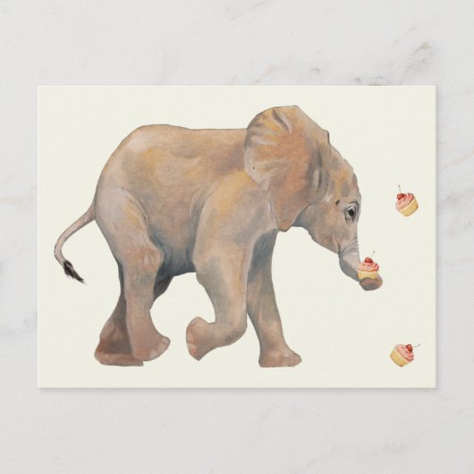 Baby Elephant with cupcakes Postcard ポストカード (正面)