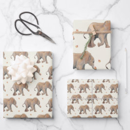 Baby Elephant with cupcakes Tissue Gift Wrap ラッピングペーパーシート