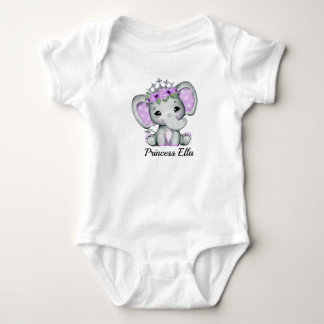 Baby Elephant with Flowers ベビーボディスーツ