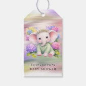 Baby Elephant with Hydrangeas Baby Shower ギフトタグ (正面)