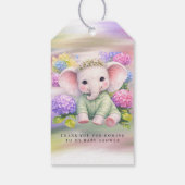 Baby Elephant with Hydrangeas Baby Shower ギフトタグ (裏面)