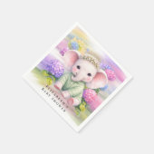 Baby Elephant with Hydrangeas Baby Shower  スタンダードカクテルナプキン (角)