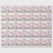 Baby Elephant with Hydrangeas Baby Shower  ラッピングペーパー (フラット)