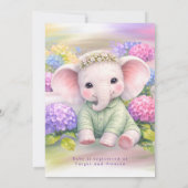Baby Elephant with Hydrangeas Baby Shower 招待状 (裏面)