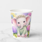 Baby Elephant with Hydrangeas Baby Shower  紙コップ (裏面)