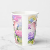 Baby Elephant with Hydrangeas Baby Shower  紙コップ (左)