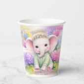 Baby Elephant with Hydrangeas Baby Shower  紙コップ (正面)