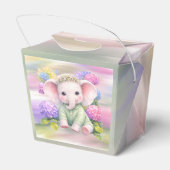 Baby Elephant with Hydrangeas Baby Shower Favor フェイバーボックス (裏面サイド)