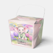 Baby Elephant with Hydrangeas Baby Shower Favor フェイバーボックス (正面サイド)