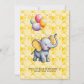 Baby Elephant Yellow Polka Dot Ears Baby Shower 招待状 (裏面)