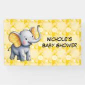 Baby Elephant Yellow Polka Dot Ears Baby Shower 横断幕 (横)