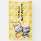 Baby Elephant Yellow Polka Dot Ears Baby Shower 横断幕 (縦)