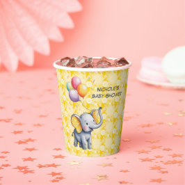 Baby Elephant Yellow Polka Dot Ears Baby Shower 紙コップ
