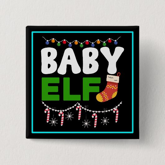 Baby Elf Christmas Holiday Design-84608 缶バッジ (正面)