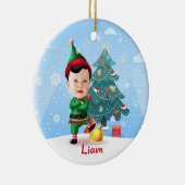 Baby Elf Christmas Ornament, Custom Photo & Name セラミックオーナメント (右)