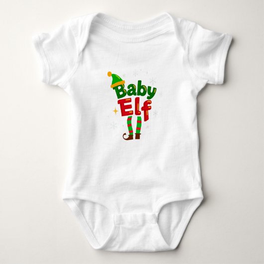Baby Elf Cute Family Christmas Pajama ベビーボディスーツ (正面)
