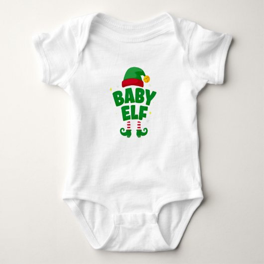 Baby Elf Cute Family Christmas Pajama ベビーボディスーツ (正面)