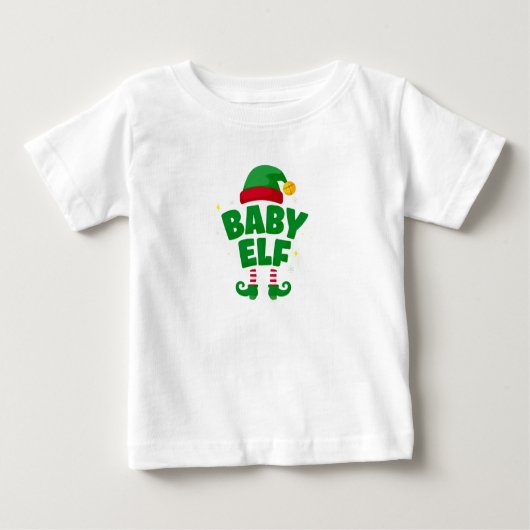 Baby Elf Cute Family Christmas Pajama ベビーTシャツ (正面)