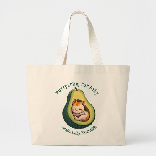 Baby Essentials Purrparing Avocado Cat Tote Bag ラージトートバッグ (正面)