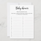 Baby Essentials Word Game Baby Shower, 招待状 (正面)