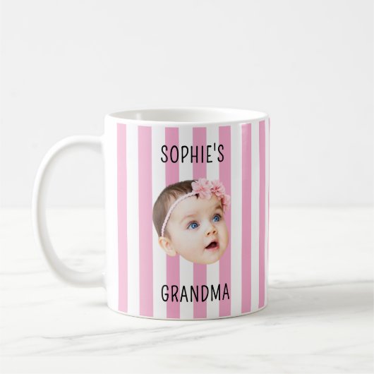 Baby Face Photo New Grandparents Mothers Day Gift  コーヒーマグカップ (左)