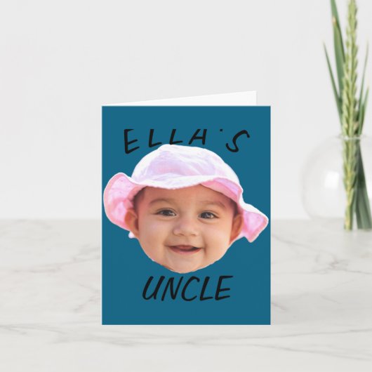 Baby Face Photo Text New Uncle  カード (正面)