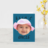 Baby Face Photo Text New Uncle  カード (黄色い花)