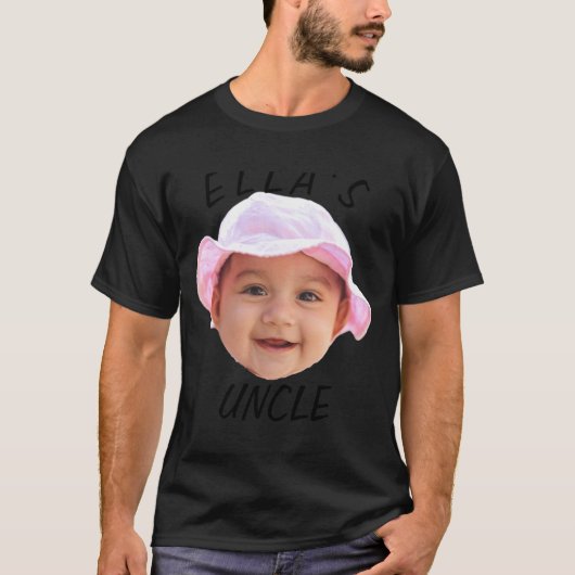 Baby Face Photo Text New Uncle Tシャツ (正面)