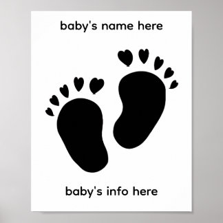 baby feet print with heart toes poster ポスター