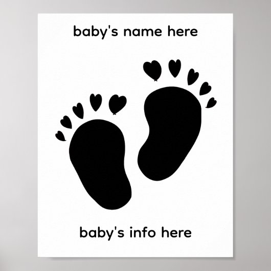 baby feet print with heart toes poster ポスター (正面)