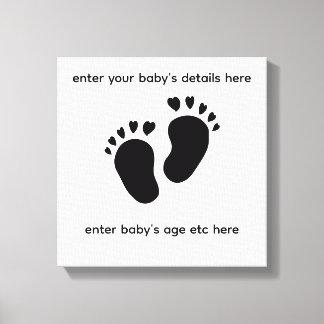 baby feet print with heart toes wall art canvas キャンバスプリント