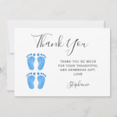 Baby Feet Twin Boys' Baby Shower サンキューカード (正面)