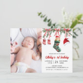 Baby first birthday Christmas themed 招待状 (スタンド正面)
