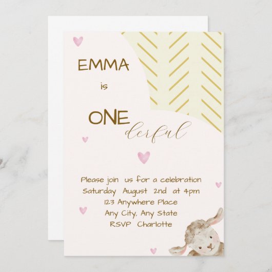 Baby First Birthday Invitation 招待状 (正面/裏面)