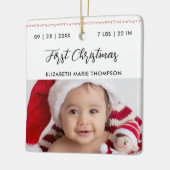 Baby First Christmas Birth Stats Name Calligraphy  セラミックオーナメント (左)