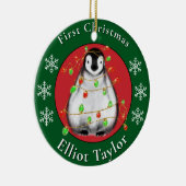 Baby first Christmas cute penquin personalize セラミックオーナメント (右)