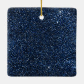 Baby First Christmas Photo Blue Glitter Ornament セラミックオーナメント (裏面)