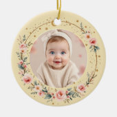 Baby First Christmas Photo Gold Celestial Stars セラミックオーナメント (正面)
