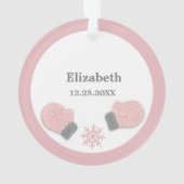 Baby First Christmas Pink Mittens Photo Ornament オーナメント (裏面)