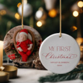 Baby First Christmas Red Photo Keepsake セラミックオーナメント