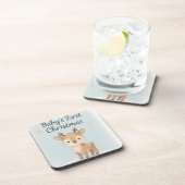 Baby first Christmas reindeer cute festive nursery コースター (右側)