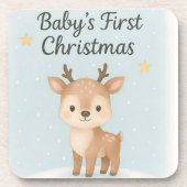 Baby first Christmas reindeer cute festive nursery コースター (正面)